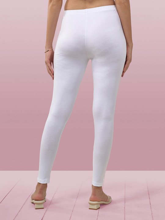 women white solid ankle length leggings women white solid ankle length leggings