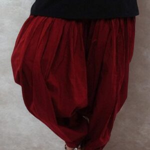 maroon pure cotton pleated patiala salwar
