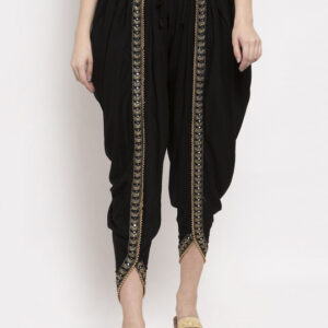 women black solid dhoti salwar